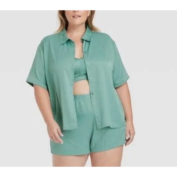 Target Other - Auden Sage Green 2 Piece Shirt and Shorts Set 1X‎ New